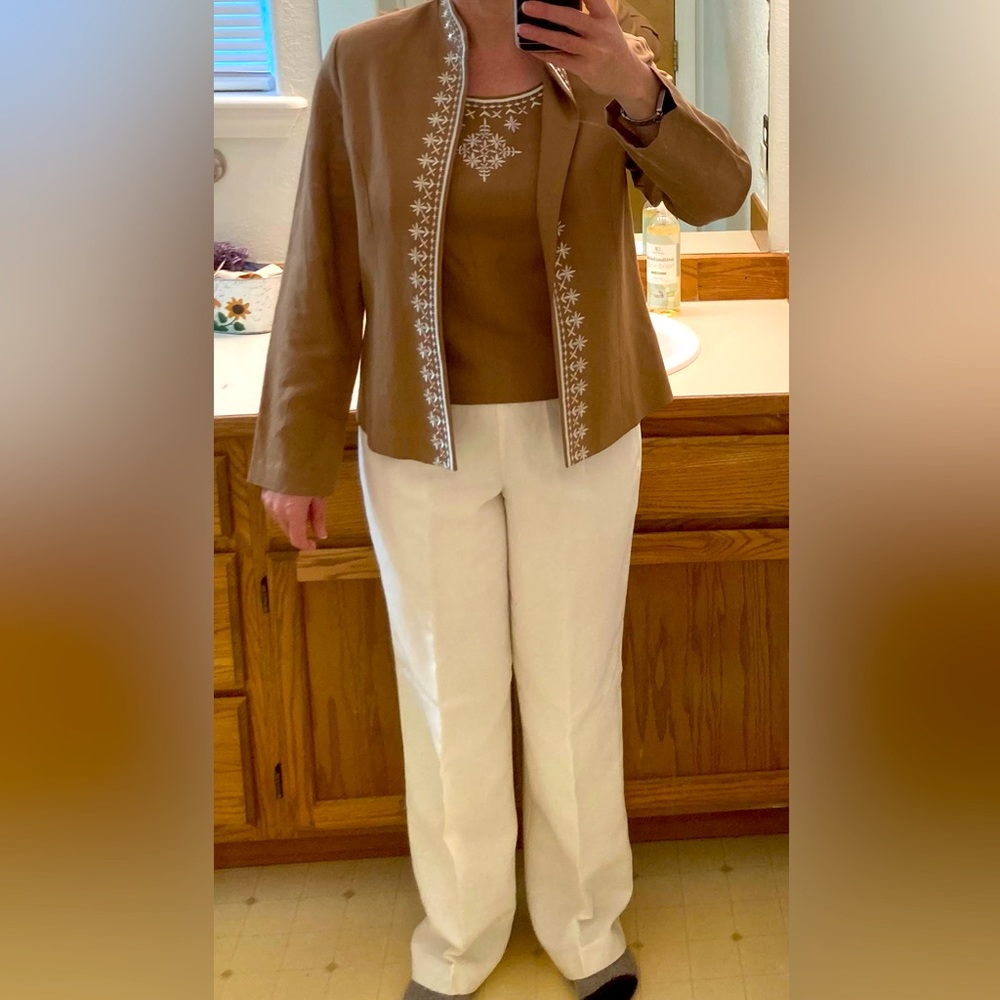Coldwater Creek 3 piece linen suit set
